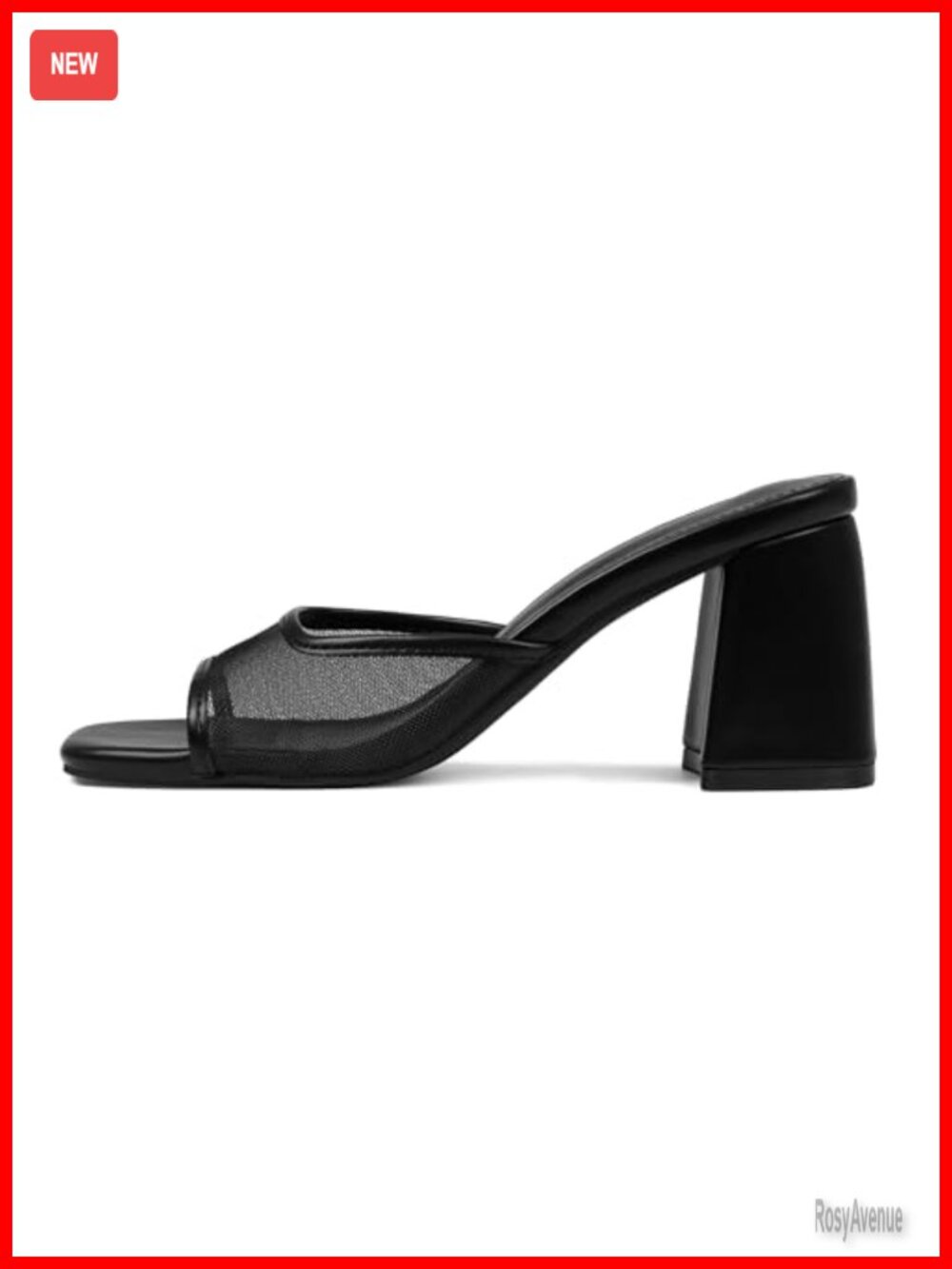 Women's Mesh Heeled Sandals Square Toe Block Heel Slip On Mules